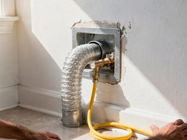 Sudbury Dryer Vent Cleaning certified technician performing specialized gas dryer vent cleaning in Sudbury